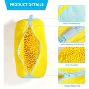 Détails du sac LAVÉO : maille respirante, fermeture et fibres intérieures