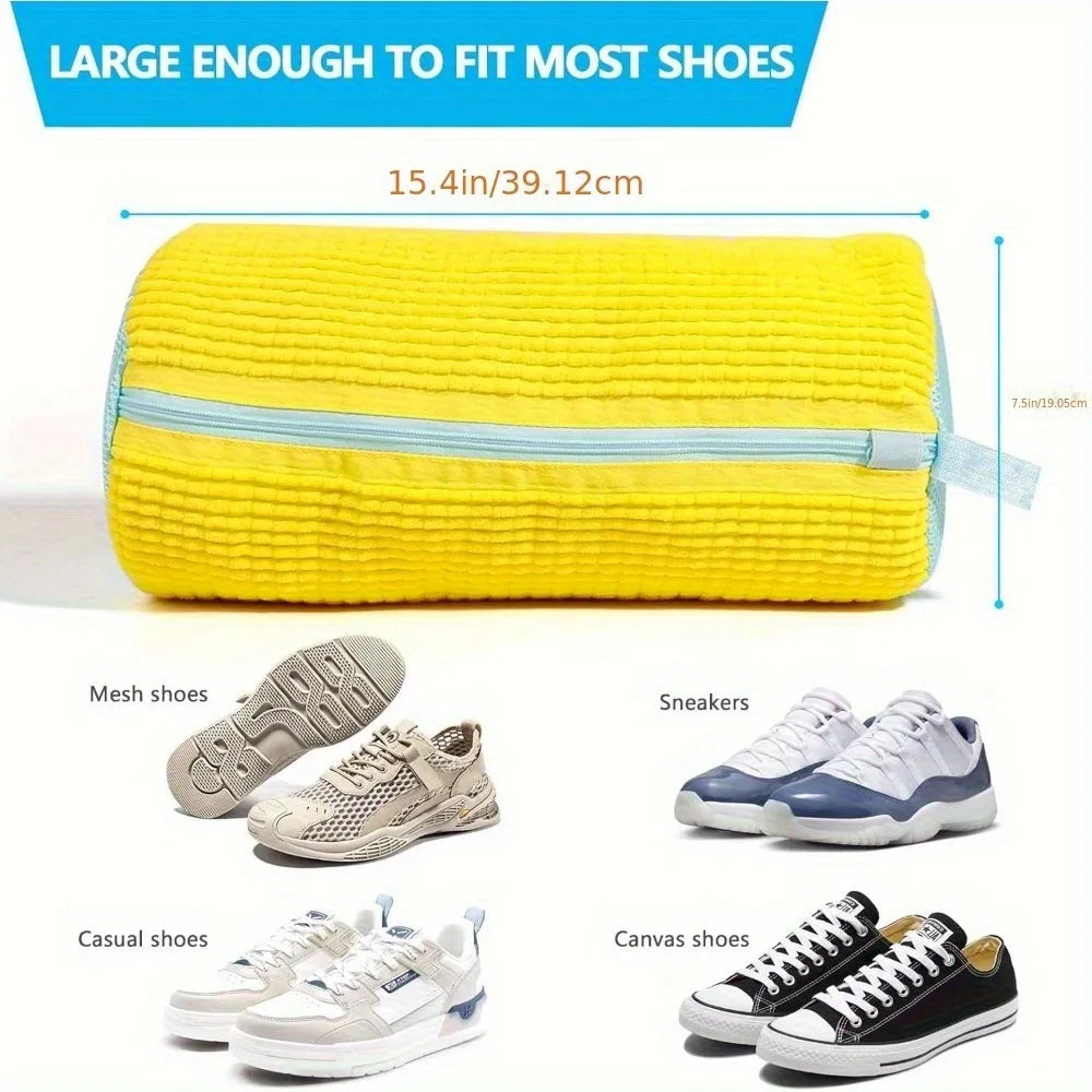 Dimensions du sac de lavage LAVÉO et exemples de chaussures compatibles